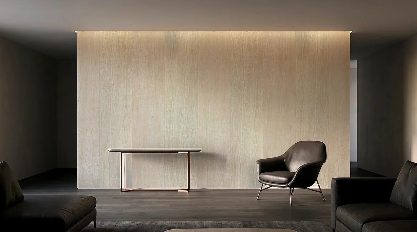 דגם Milano Cream Travertine ממשפחת אבן אלסטית
